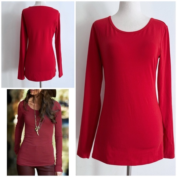 Peruvian Connection Tops - Peruvian Connection Layering Tee Long Sleeves Pima Cotton Lycra T-shirt Top S​​